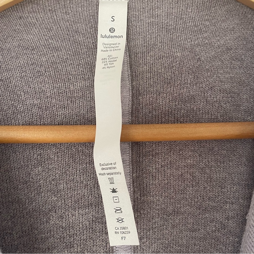 Lululemon Purple Still Lotus Reversible Wrap
Cardigan Sweater,Small Relaxed Fit - Picture 6 of 7